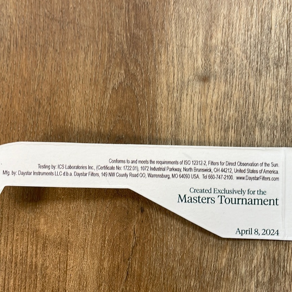 2024 Masters Tournament Solar Eclipse Glasses!!🔥🔥🔥 - Picture 13 of 14